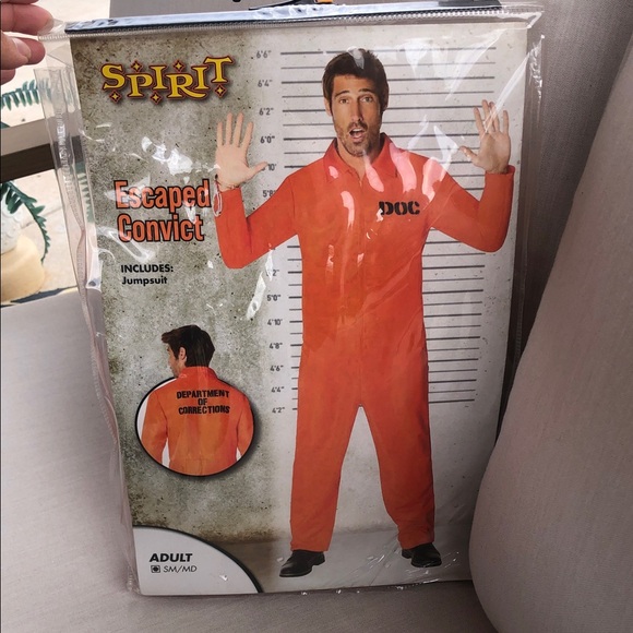 Spirit Escaped Convict Adult Costume - Bold Orange - Picture 1 of 1